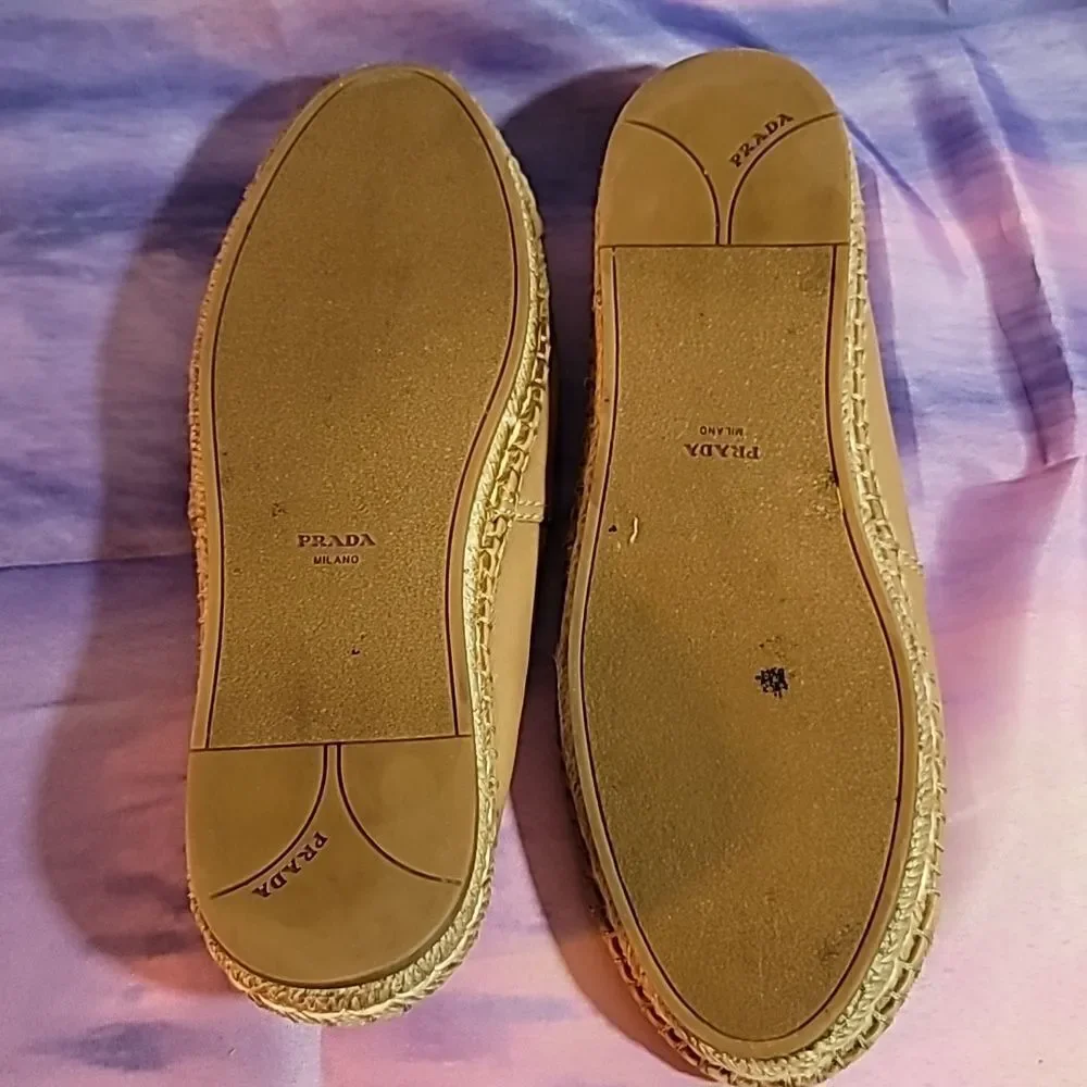 Prada Espadrilles With Bow - Beige Leather Size EU 37.5